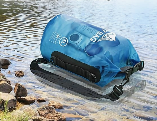 a blue bag on the water