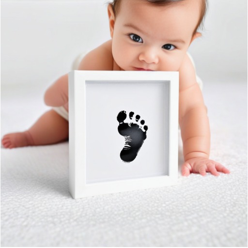 a baby with a foot print